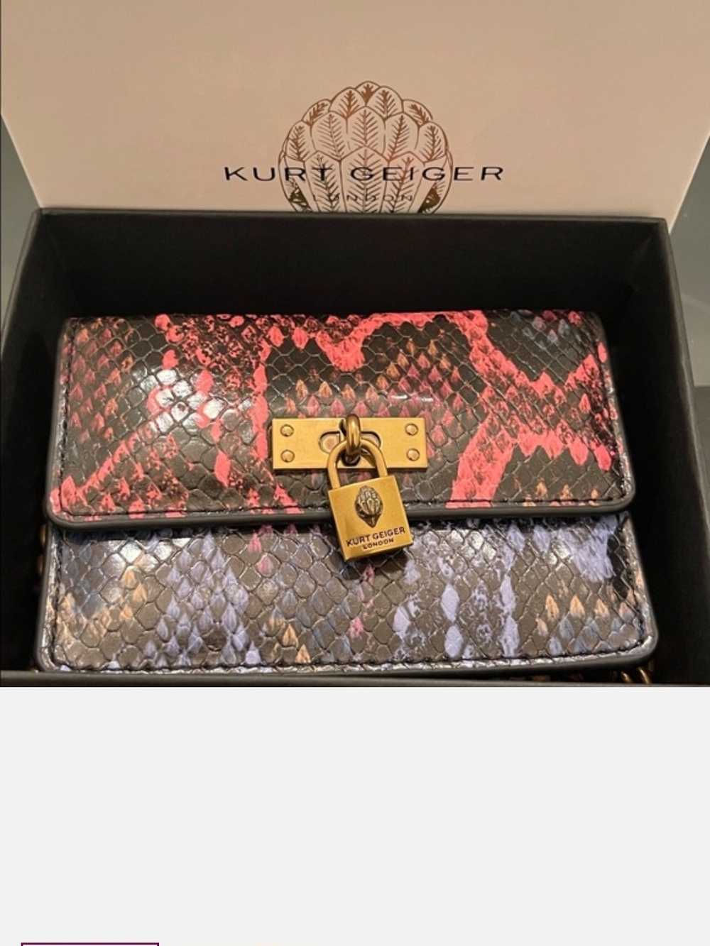 (Micro) Kurt Geiger Snake-Print Leather Crossbody - Picture 2 of 3